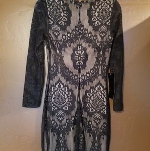 Black lace long sleeve sheath dress